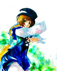 Rating: Safe Score: 0 Tags: 1girl blue_dress brown_hair cowboy_shot dress green_eyes hat heterochromia image long_sleeves looking_at_viewer red_eyes short_hair solo souseiseki standing User: admin