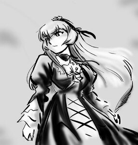 Rating: Safe Score: 0 Tags: 1girl breasts cross-laced_clothes dress gradient_hair greyscale hijiri_byakuren image juliet_sleeves long_hair long_sleeves monochrome multicolored_hair puffy_sleeves solo suigintou User: admin