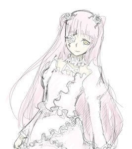 Rating: Safe Score: 0 Tags: 1girl bloomers cowboy_shot dress eyepatch flower frills hair_flower hair_ornament image kirakishou long_hair long_sleeves pink_hair sketch smile solo striped two_side_up very_long_hair yellow_eyes User: admin