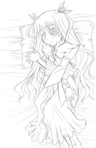 Rating: Safe Score: 0 Tags: 1girl barasuishou blush dress frills full_body greyscale hair_ribbon image long_hair long_sleeves looking_at_viewer lying monochrome ribbon rose solo very_long_hair User: admin