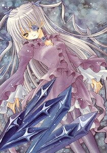 Rating: Safe Score: 0 Tags: 1girl barasuishou dress eyepatch frilled_sleeves frills image long_hair long_sleeves marker_(medium) silver_hair solo traditional_media two_side_up very_long_hair watercolor_(medium) yellow_eyes User: admin