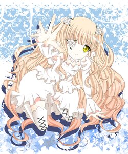Rating: Safe Score: 0 Tags: 1girl blonde_hair doll_joints dress eyepatch flower frills hair_flower hair_ornament image joints kirakishou long_hair outstretched_hand rose solo thigh_boots thighhighs thorns very_long_hair vines white_flower white_rose yellow_eyes User: admin