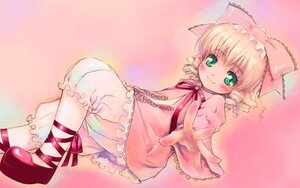 Rating: Safe Score: 0 Tags: 1girl blonde_hair bloomers blush bow dress drill_hair frills green_eyes hina_ichigo hinaichigo image long_sleeves looking_at_viewer outstretched_hand pink_background pink_bow ribbon shoes short_hair smile solo underwear white_bloomers User: admin