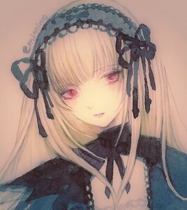 Rating: Safe Score: 0 Tags: 1girl bangs black_dress blonde_hair closed_mouth dress eyebrows_visible_through_hair face image long_hair looking_at_viewer portrait red_eyes simple_background solo suigintou traditional_media User: admin