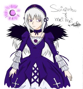 Rating: Safe Score: 0 Tags: 1girl cross-laced_clothes dress frills hairband image long_hair long_sleeves looking_at_viewer puffy_sleeves serious silver_hair simple_background solo suigintou white_background wings User: admin