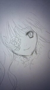Rating: Safe Score: 0 Tags: 1girl closed_mouth earrings flower image jewelry kirakishou long_hair looking_at_viewer monochrome portrait rose sketch smile solo traditional_media twintails User: admin