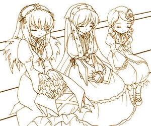 Rating: Safe Score: 0 Tags: 3girls closed_eyes dress flower full_body image long_hair long_sleeves looking_at_viewer monochrome multiple multiple_girls simple_background sitting sleeping standing suigintou suiseiseki tagme very_long_hair wings User: admin