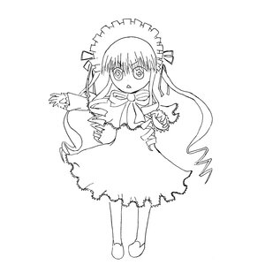 Rating: Safe Score: 0 Tags: 1girl dress full_body greyscale image long_hair long_sleeves looking_at_viewer monochrome open_mouth ribbon shinku simple_background solo standing striped very_long_hair white_background User: admin