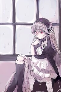 Rating: Safe Score: 0 Tags: 1girl boots doll_joints dress flower frills hairband image joints juliet_sleeves knee_boots long_hair long_sleeves looking_at_viewer red_eyes rose sitting solo suigintou very_long_hair User: admin