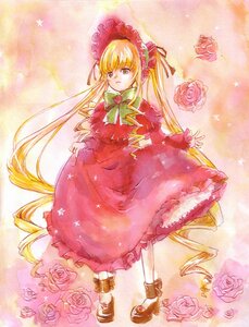 Rating: Safe Score: 0 Tags: 1girl blonde_hair bonnet bow bowtie dress drill_hair flower full_body green_bow green_neckwear hat image long_hair long_sleeves looking_at_viewer pantyhose pink_flower pink_rose red_dress red_flower red_rose rose shinku solo standing traditional_media twintails very_long_hair yellow_rose User: admin