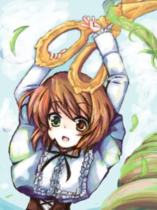 Rating: Safe Score: 0 Tags: 1girl auto_tagged brown_hair dress green_eyes image leaf long_sleeves open_mouth plant short_hair solo souseiseki vines User: admin