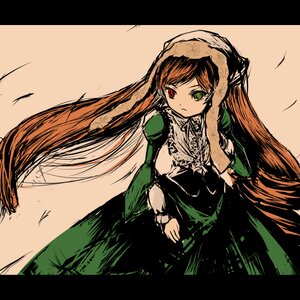 Rating: Safe Score: 0 Tags: 1girl brown_hair dress frills green_dress green_eyes heterochromia image letterboxed long_hair long_sleeves looking_at_viewer red_eyes solo suiseiseki very_long_hair User: admin