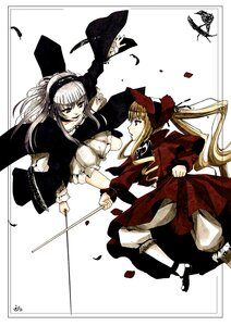 Rating: Safe Score: 0 Tags: 2girls black_wings blonde_hair bonnet bug butterfly dress flower hairband image insect long_hair long_sleeves multiple_girls pair petals red_dress red_eyes rose shinku suigintou twintails very_long_hair wings User: admin