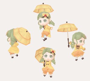 Rating: Safe Score: 0 Tags: 1girl chibi dress drill_hair image kanaria multiple_views orange_dress solo umbrella User: admin