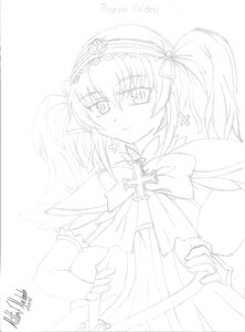 Rating: Safe Score: 0 Tags: 1girl artist_name blush bow cross dated dress earrings greyscale hairband hand_on_hip image jewelry lolita_hairband long_hair looking_at_viewer monochrome pointy_ears signature sketch smile solo star_(symbol) striped suigintou white_background User: admin