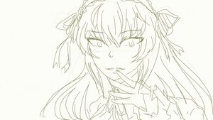 Rating: Safe Score: 0 Tags: 1girl bangs blush eyebrows_visible_through_hair hair_between_eyes hair_ribbon hairband image long_hair looking_at_viewer monochrome ribbon sketch smile solo striped suigintou white_background User: admin