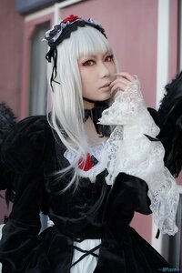 Rating: Safe Score: 0 Tags: 1girl auto_tagged bangs black_dress blurry blurry_background choker closed_mouth dress flower gothic_lolita hairband lace lips lolita_fashion long_hair long_sleeves looking_at_viewer photo red_eyes solo suigintou white_hair User: admin