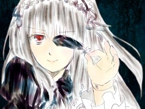 Rating: Safe Score: 0 Tags: 1girl bangs black_ribbon blush closed_mouth dress flower image long_hair long_sleeves looking_at_viewer red_eyes ribbon rose silver_hair smile solo suigintou User: admin