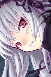 Rating: Safe Score: 0 Tags: 1girl black_ribbon blush close-up face frills hair_ribbon hairband hibari_makoto image long_hair looking_at_viewer lowres pink_eyes purple_eyes ribbon rozen_maiden silver_hair smile solo suigintou User: admin