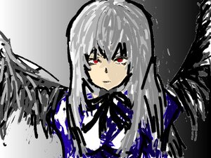 Rating: Safe Score: 0 Tags: 1girl bangs black_background black_dress closed_mouth dress grey_background grey_hair image long_hair looking_at_viewer neck_ribbon pixel_art red_eyes ribbon simple_background solo suigintou upper_body virtual_youtuber wings User: admin