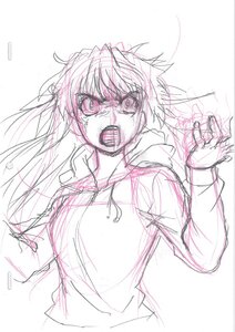Rating: Safe Score: 0 Tags: 1girl barasuishou glasses hood hoodie image long_hair long_sleeves monochrome open_mouth sketch solo striped upper_body User: admin