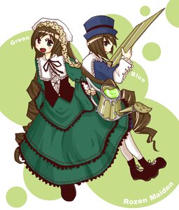 Rating: Safe Score: 0 Tags: 2girls blue_dress boots brown_hair dress drill_hair frills green_dress green_eyes hat heterochromia image long_hair long_sleeves multiple_girls open_mouth pair red_eyes siblings sisters smile souseiseki suiseiseki top_hat twins very_long_hair watering_can User: admin