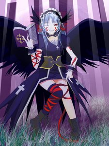 Rating: Safe Score: 0 Tags: 1girl book boots cross cross-laced_footwear grass hairband image long_hair red_eyes ribbon silver_hair solo suigintou thighhighs wings wrist_cuffs User: admin