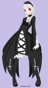 Rating: Safe Score: 0 Tags: 1girl albino black_dress boots choker dress frills full_body hairband image long_hair long_sleeves purple_background red_eyes simple_background solo standing suigintou swept_bangs white_hair User: admin
