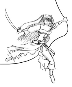 Rating: Safe Score: 0 Tags: 1girl bare_shoulders breasts cleavage dress greyscale holding_weapon image kirakishou long_hair monochrome one_eye_closed sketch solo sword weapon User: admin