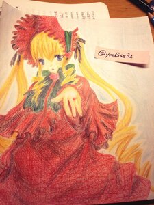 Rating: Safe Score: 0 Tags: 1girl blonde_hair blue_eyes capelet dress image long_hair looking_at_viewer photo red_dress shinku solo traditional_media twintails User: admin