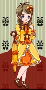 Rating: Safe Score: 0 Tags: 1girl ahoge auto_tagged bloomers blue_eyes bow brown_hair closed_umbrella dress drill_hair flower frills full_body hair_ornament image kanaria long_sleeves solo standing umbrella yellow_dress User: admin