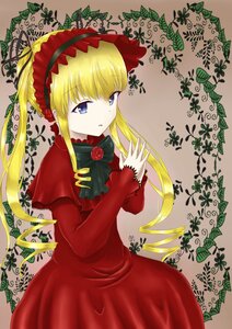 Rating: Safe Score: 0 Tags: 1girl blonde_hair blue_eyes bow capelet dress flower hairband image long_hair long_sleeves looking_at_viewer red_dress shinku solo twintails User: admin