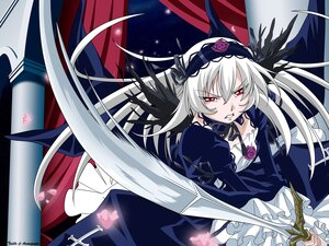 Rating: Safe Score: 0 Tags: 1girl black_wings dress flower frills hairband image long_hair long_sleeves looking_at_viewer red_eyes silver_hair solo suigintou wings User: admin