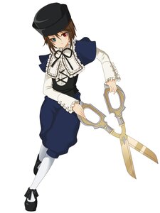 Rating: Safe Score: 0 Tags: 1girl brown_hair dress frills full_body green_eyes hat heterochromia image long_sleeves pantyhose red_eyes ribbon shoes short_hair solo souseiseki top_hat weapon white_legwear User: admin