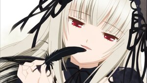 Rating: Safe Score: 0 Tags: 1girl bangs black_ribbon black_wings detached_collar eyebrows_visible_through_hair face feathers flower hairband image long_hair looking_at_viewer red_eyes ribbon rose silver_hair smile solo suigintou User: admin