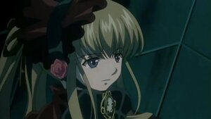 Rating: Safe Score: 0 Tags: 1girl bangs blonde_hair blue_eyes bonnet closed_mouth expressionless flower hat image long_hair looking_at_viewer portrait rose shinku solo User: admin