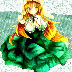 Rating: Safe Score: 0 Tags: 1girl blonde_hair blush dress frills green_dress green_eyes heterochromia image long_hair long_sleeves looking_at_viewer red_eyes ribbon solo suiseiseki very_long_hair User: admin