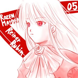 Rating: Safe Score: 0 Tags: 1girl flower holding_flower image long_hair monochrome red_theme rose shinku solo User: admin