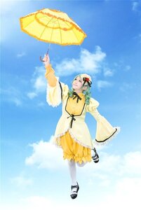 Rating: Safe Score: 0 Tags: 1girl blue_sky closed_eyes cloud day dress flower hair_ornament holding_umbrella kanaria long_sleeves parasol sky solo standing umbrella yellow_dress User: admin