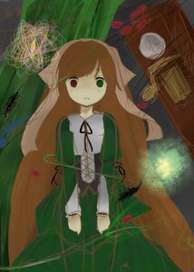 Rating: Safe Score: 0 Tags: 1girl brown_hair dress flower green_dress green_eyes heterochromia image long_hair long_sleeves looking_at_viewer red_eyes solo suiseiseki tears very_long_hair watering_can User: admin