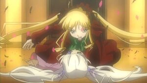 Rating: Safe Score: 0 Tags: 2girls blonde_hair image indoors long_hair long_sleeves multiple_girls petals red_dress shinku solo twintails very_long_hair User: admin