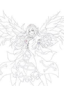 Rating: Safe Score: 0 Tags: 1girl breasts dress feathered_wings flower frills greyscale image lineart long_hair long_sleeves looking_at_viewer monochrome rose smile solo striped suigintou vertical_stripes very_long_hair wings User: admin