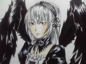 Rating: Safe Score: 0 Tags: 1girl black_ribbon black_wings closed_mouth detached_collar dress frills hairband image lips long_hair long_sleeves looking_at_viewer pink_eyes ribbon rose silver_hair simple_background solo suigintou upper_body wings User: admin