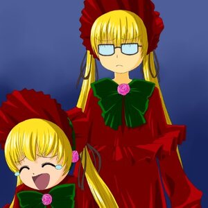 Rating: Safe Score: 0 Tags: 2girls blonde_hair blue_background blue_eyes bonnet bow closed_eyes dress flower green_bow image long_hair long_sleeves multiple_girls pink_bow rose shinku simple_background solo suigintou tears twintails User: admin