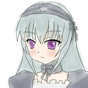 Rating: Safe Score: 0 Tags: 1girl akemi_homura black_ribbon blush choker closed_mouth dress eyebrows_visible_through_hair hair_ribbon hat image long_hair looking_at_viewer purple_eyes ribbon simple_background solo suigintou upper_body white_background User: admin