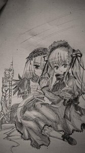 Rating: Safe Score: 0 Tags: 2girls dress frills greyscale hairband image lolita_hairband long_hair long_sleeves looking_at_viewer monochrome multiple_girls pair shinku siblings sisters sitting smile suigintou traditional_media very_long_hair User: admin