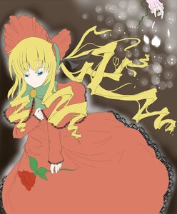 Rating: Safe Score: 0 Tags: 2girls blonde_hair blue_eyes bonnet bow dress flower frills image long_hair long_sleeves multiple_girls red_dress rose shinku solo twintails User: admin