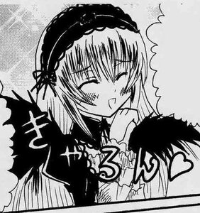 Rating: Safe Score: 0 Tags: 1girl blush closed_eyes dress greyscale image long_hair long_sleeves monochrome solo suigintou upper_body wings User: admin