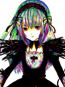 Rating: Safe Score: 0 Tags: 1girl black_dress brooch closed_mouth dress flower frills hairband image jewelry lolita_hairband looking_at_viewer pink_eyes rose short_hair sketch solo suigintou upper_body User: admin
