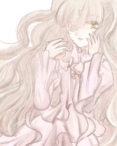 Rating: Safe Score: 0 Tags: 1girl bangs dress eyepatch frills image juliet_sleeves kirakishou long_hair long_sleeves looking_at_viewer parted_lips simple_background solo striped upper_body very_long_hair white_background yellow_eyes User: admin